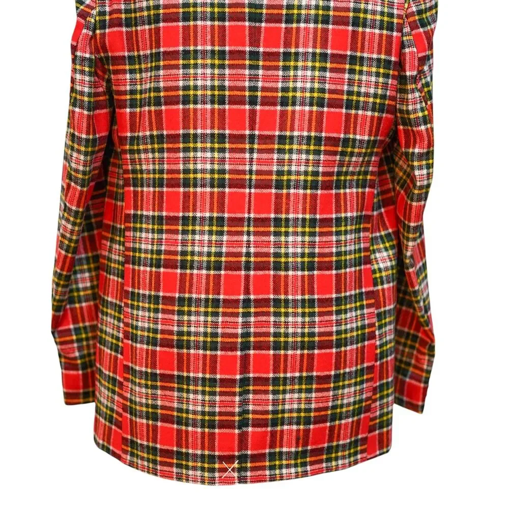 Mens Lambswool Sport Coat 44R Red Green Tartan Plaid Blazer 2 Button Heritage